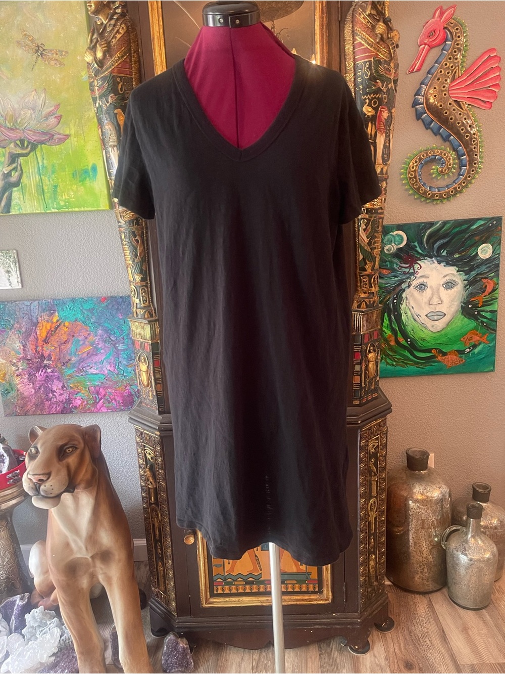 Universal Thread Black V-Neck Short Sleeve Dress